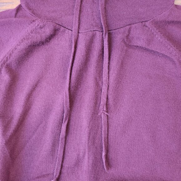 AWAY Travel Burgundy Red Merino Wool Drawstring Pullover Hoodie sz XL Autumn - Picture 3 of 6